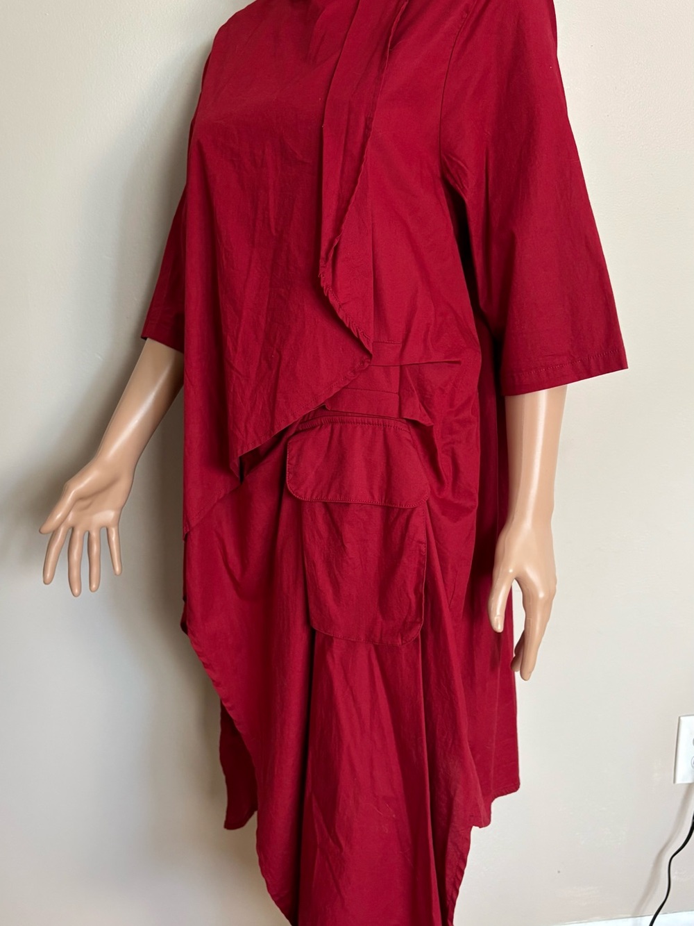 Women's METAMORPHOZA Red ASSYMETRIC Lagenlook TUNIC Shirt DRESS L - Picture 6 of 13
